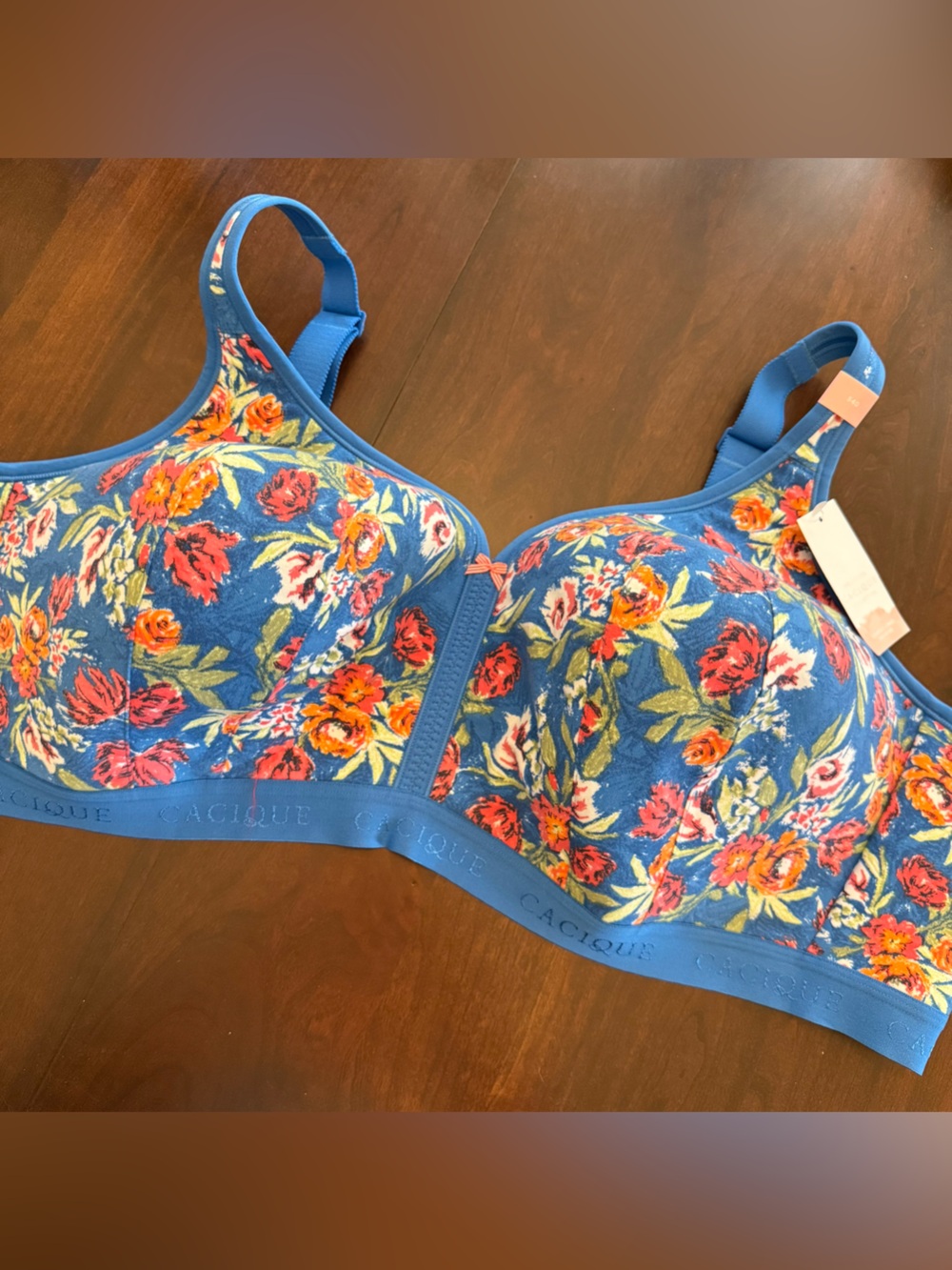 Cacique Lightly Lined No Wire Bra NWT Blue Floral 54D